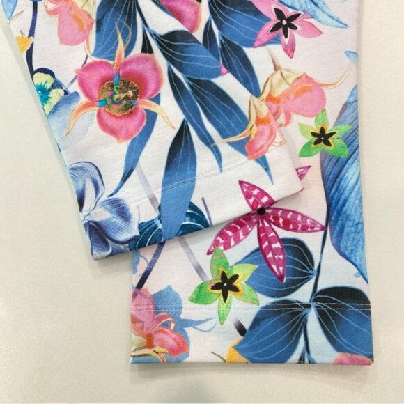 Rabe 1920 track trousers fleece pants floral tropical pink white blue sz 6 small - Picture 7 of 13